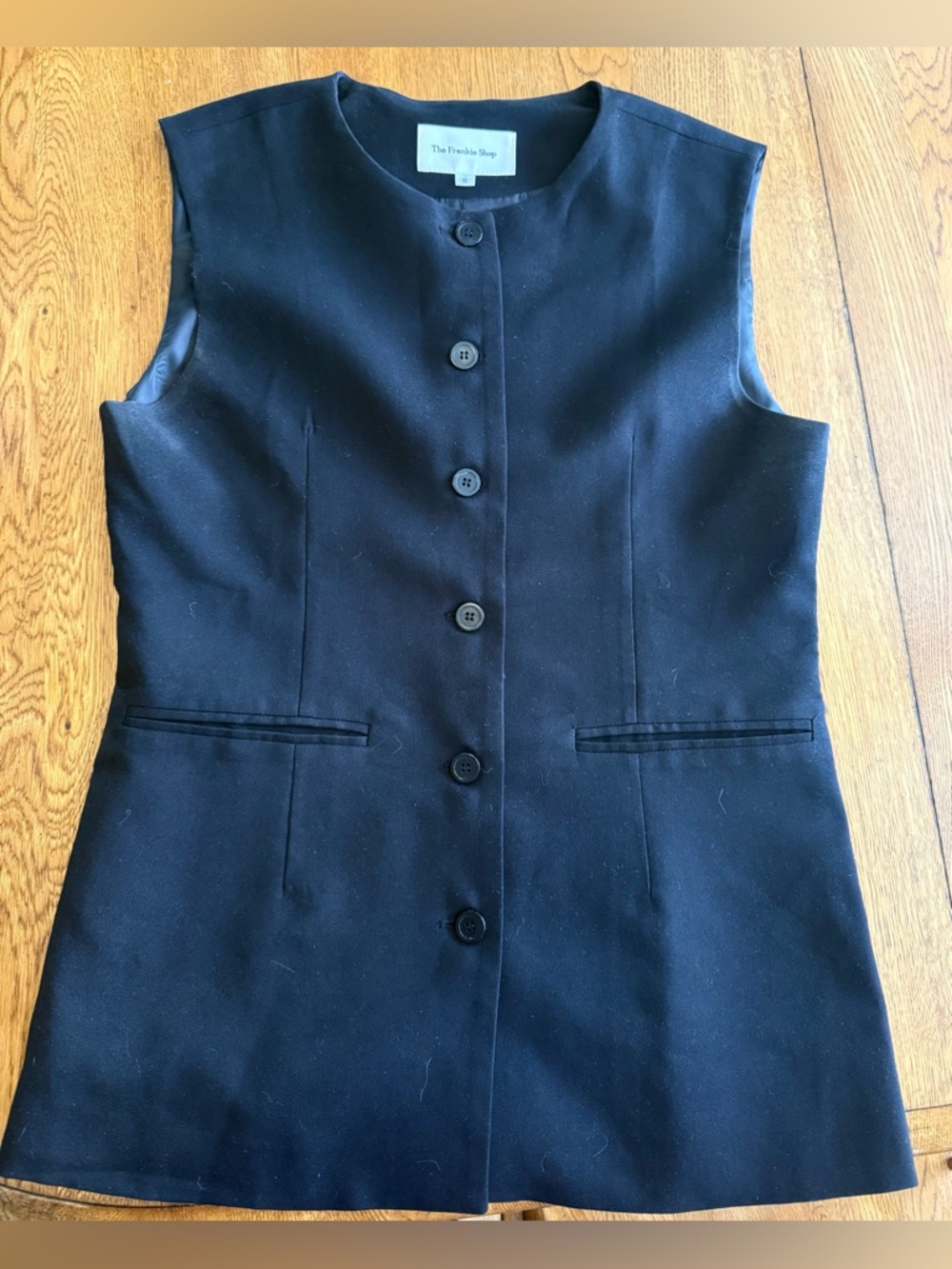 The Frankie Shop Women's Black Sleeveless Button-Front Vest, Size S